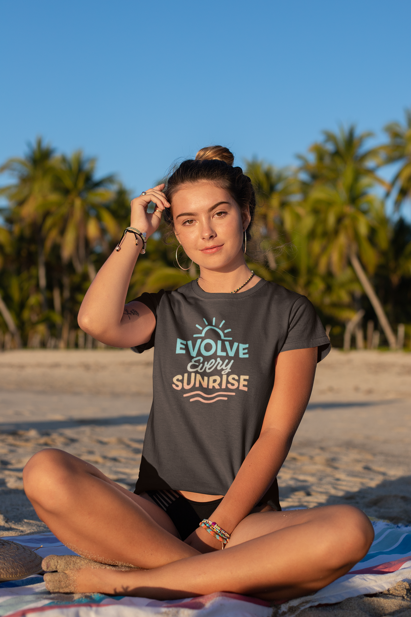Evolve Every Sunrise — T-Shirt — Minimal Motivational Tee