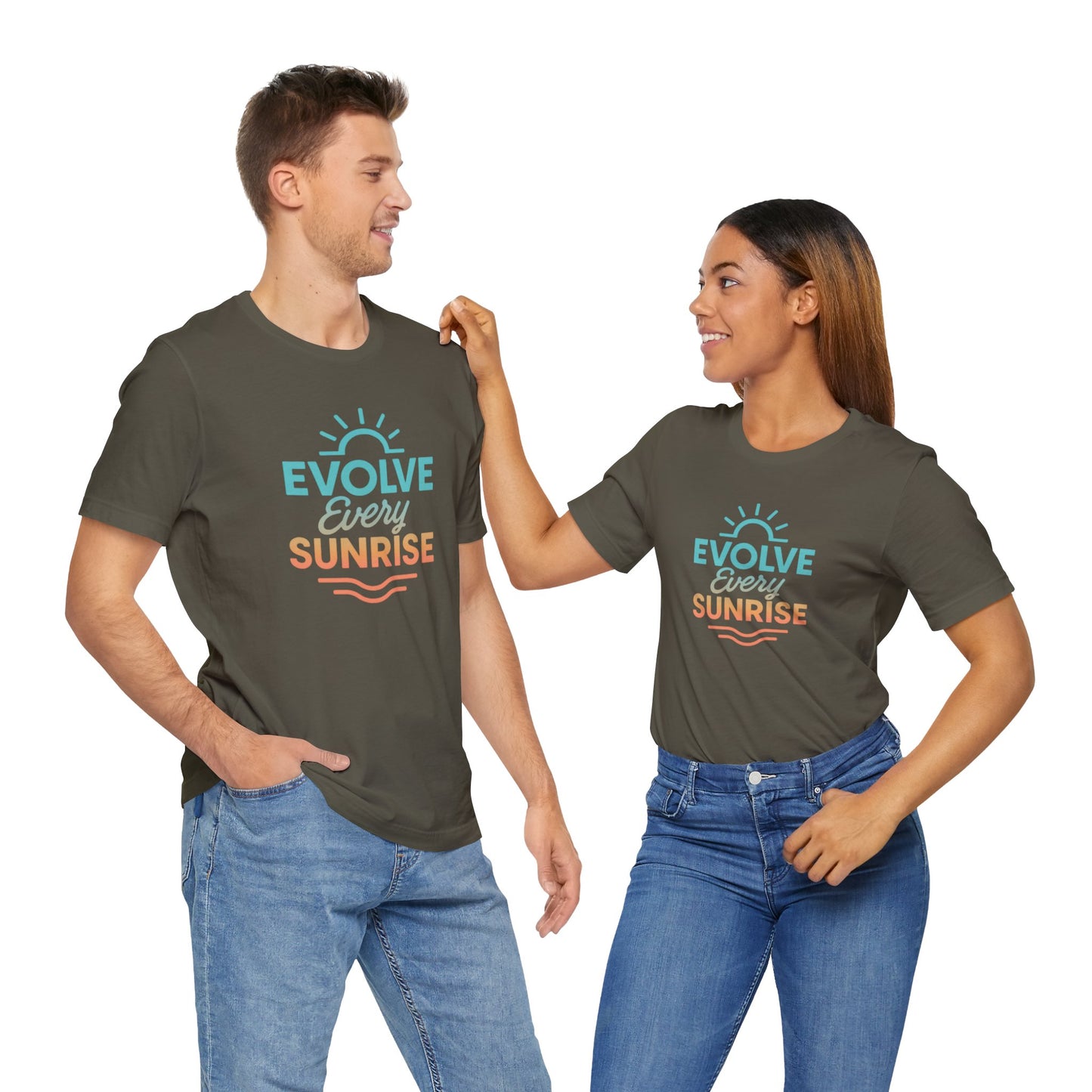 Evolve Every Sunrise — T-Shirt — Minimal Motivational Tee